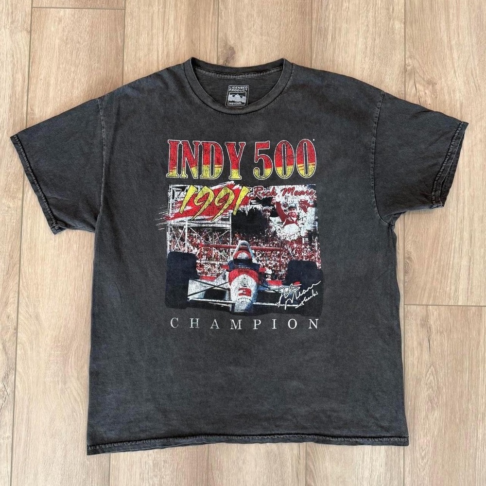 Indy 500 1991 Rick Mears Champion Cotton T-Shirt Size Medium